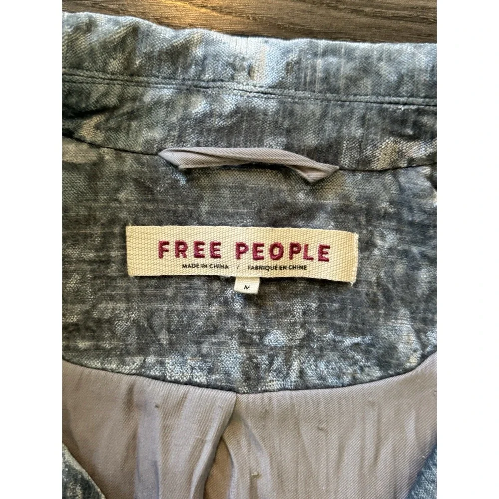 Free People Blazer Coat Womens Medium Blue Green Jacket Office Preppy‎ - Picture 11 of 14